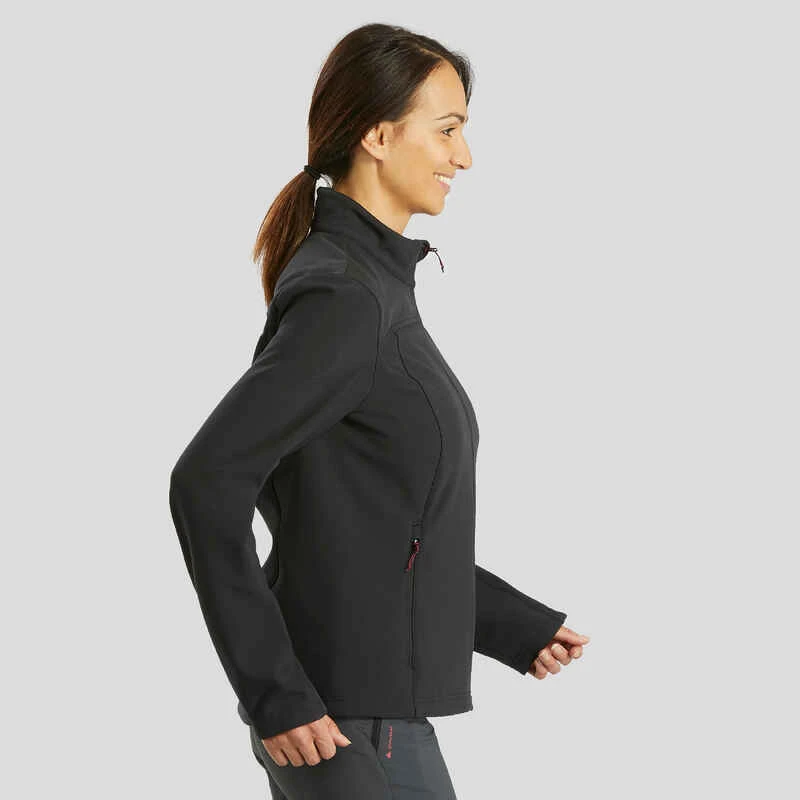 Softshell Chaude Coupe Vent De Trek Montagne - TREK 100 WINDWARM Noir Femme 3 Softshell Chaude Coupe Vent De Trek Montagne - TREK 100 WINDWARM Noir Femme – Image 3
