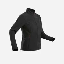 Softshell Chaude Coupe Vent De Trek Montagne - TREK 100 WINDWARM Noir Femme