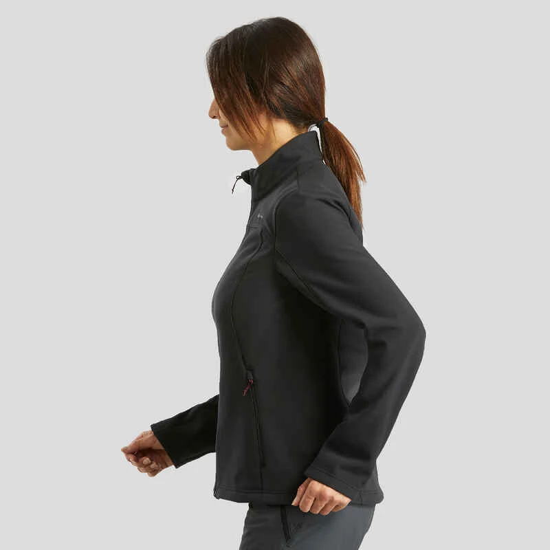 Softshell Chaude Coupe Vent De Trek Montagne - TREK 100 WINDWARM Noir Femme 5 Softshell Chaude Coupe Vent De Trek Montagne - TREK 100 WINDWARM Noir Femme – Image 5