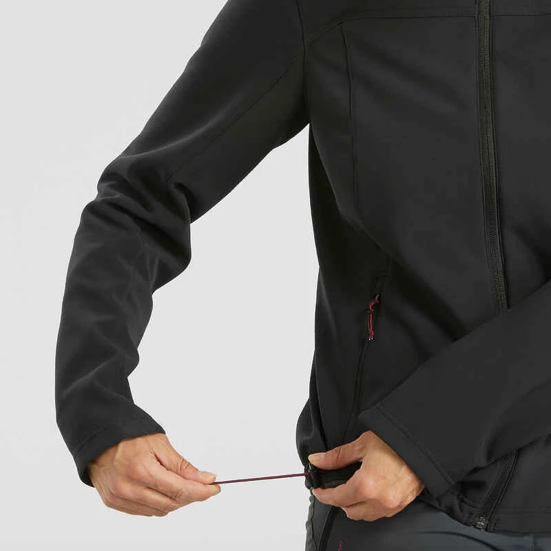 Softshell Chaude Coupe Vent De Trek Montagne - TREK 100 WINDWARM Noir Femme 6 Softshell Chaude Coupe Vent De Trek Montagne - TREK 100 WINDWARM Noir Femme – Image 6