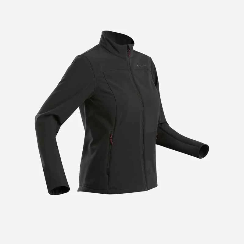 Softshell Chaude Coupe Vent De Trek Montagne - TREK 100 WINDWARM Noir Femme 1 Softshell Chaude Coupe Vent De Trek Montagne - TREK 100 WINDWARM Noir Femme