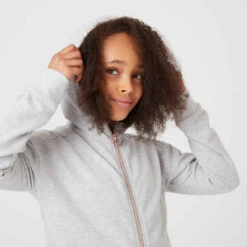 Survêtement Chaud Enfant - 500 Gris Avec Zip Doré -Magasin De Vêtements De Sport survetement chaud enfant 500 gris avec zip dore 2