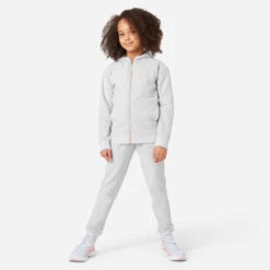Survêtement Chaud Enfant - 500 Gris Avec Zip Doré