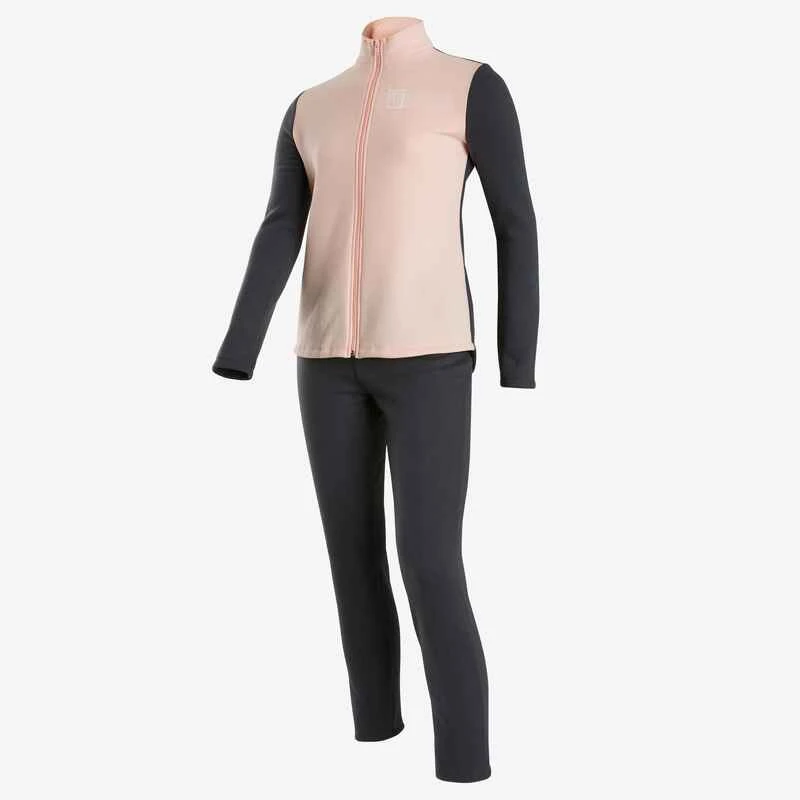 Survêtement Ensemble Chaud 100 Fille GYM ENFANT Rose Clair/gris Warmy Zip 2 Survêtement Ensemble Chaud 100 Fille GYM ENFANT Rose Clair/gris Warmy Zip – Image 2