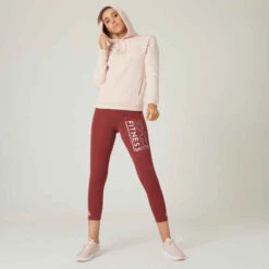 Sweat-shirt à Capuche Fitness Femme - 520 Quartz Rose -Magasin De Vêtements De Sport sweat a capuche fitness poche kangourou rose 2