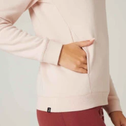 Sweat-shirt à Capuche Fitness Femme - 520 Quartz Rose -Magasin De Vêtements De Sport sweat a capuche fitness poche kangourou rose 4