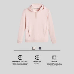 Sweat-shirt à Capuche Fitness Femme - 520 Quartz Rose -Magasin De Vêtements De Sport sweat a capuche fitness poche kangourou rose 6