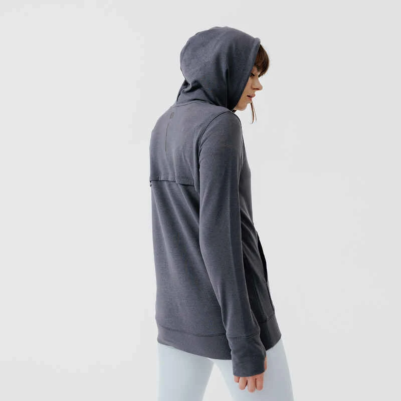 Kalenji Sweat à Capuche Running Chaud Femme - Hood 500 Gris Foncé 2 Kalenji Sweat à Capuche Running Chaud Femme - Hood 500 Gris Foncé – Image 2