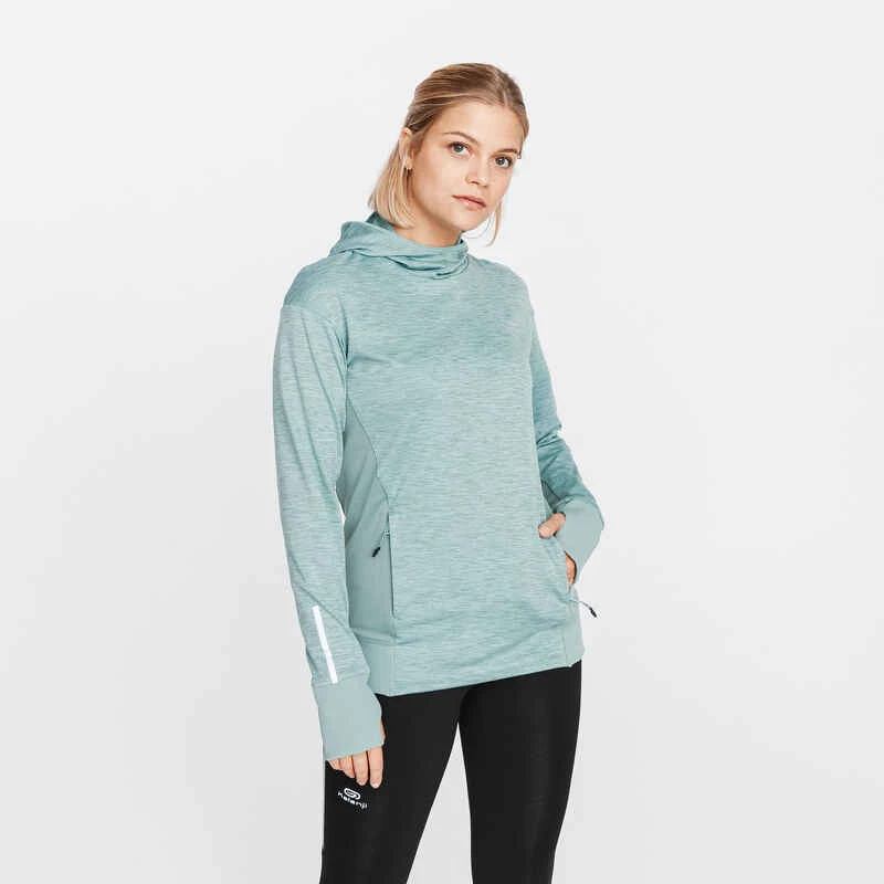 Kalenji Sweat Running à Capuche Femme - Warm Vert 1 Kalenji Sweat Running à Capuche Femme - Warm Vert