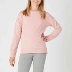 Sweat Col Rond Enfant French Terry Coton - Basique Rose 9 Sweat Col Rond Enfant French Terry Coton - Basique Rose -Magasin De Vêtements De Sport sweat col rond rose enfant 2