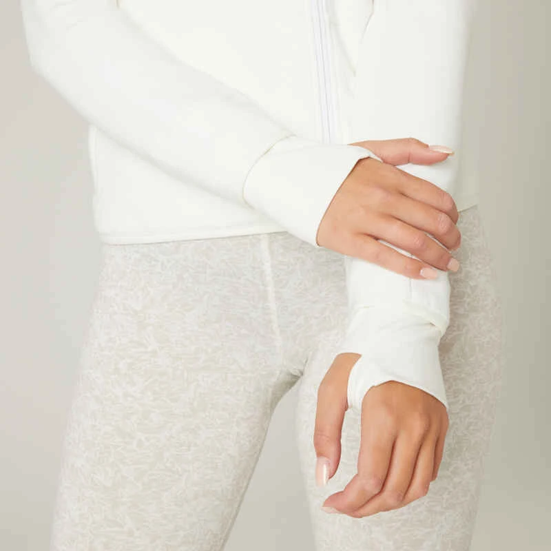 Sweat Zippé Fitness Femme - 500 Spacer Blanc Cassé 5 Sweat Zippé Fitness Femme - 500 Spacer Blanc Cassé – Image 5