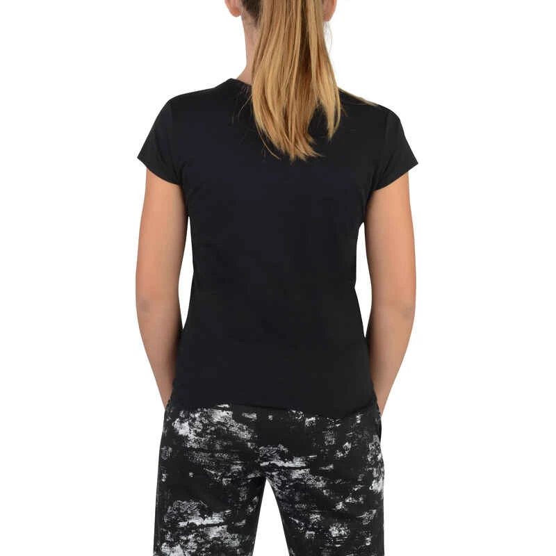 T-Shirt 100 MC Gym Fille Imprimé Noir Blanc 4 T-Shirt 100 MC Gym Fille Imprimé Noir Blanc – Image 4