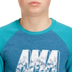 T-Shirt 500 Manches Longues Gym Garçon Imprimé Bleu Pétrole -Magasin De Vêtements De Sport t shirt 500 manches longues gym garcon imprime bleu marine 5