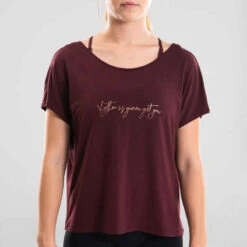 T-shirt Danse Moderne Bordeaux Fluide Femme -Magasin De Vêtements De Sport t shirt danse moderne bordeaux fluide femme 5