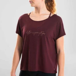 T-shirt Danse Moderne Bordeaux Fluide Femme -Magasin De Vêtements De Sport t shirt danse moderne bordeaux fluide femme 6