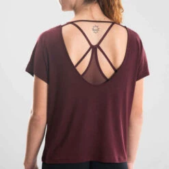 T-shirt Danse Moderne Bordeaux Fluide Femme -Magasin De Vêtements De Sport t shirt danse moderne bordeaux fluide femme 7