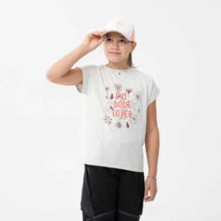 Quechua T-Shirt De Randonnée - MH100 BEIGE - Enfant 7-15 Ans -Magasin De Vêtements De Sport t shirt de randonnee mh100 rose enfant 7 15 ans 2