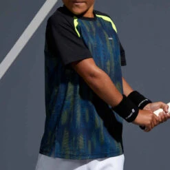 Artengo T SHIRT ENFANT 500 NOIR JAUNE -Magasin De Vêtements De Sport t shirt enfant 500 noir jaune 2