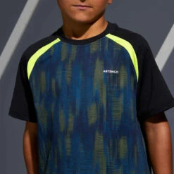 Artengo T SHIRT ENFANT 500 NOIR JAUNE -Magasin De Vêtements De Sport t shirt enfant 500 noir jaune 6