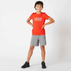 T-shirt Enfant Coton - Basique Rouge Avec Imprimé -Magasin De Vêtements De Sport t shirt enfant coton basique gris chine avec imprime 3