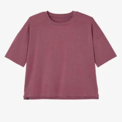 T-shirt Loose Fitness Femme - 520 Violet Raisin -Magasin De Vêtements De Sport t shirt fitness manches courtes large col rond coton femme 520 loose raisin 6