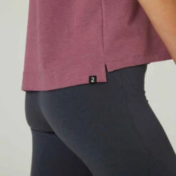 T-shirt Loose Fitness Femme - 520 Violet Raisin -Magasin De Vêtements De Sport t shirt fitness manches courtes large col rond coton femme 520 loose raisin 7