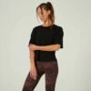 T-shirt Fitness Manches Courtes Large Coton Majoritaire Femme - 520 Noir