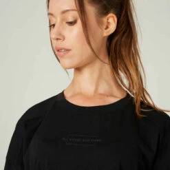 T-shirt Fitness Manches Courtes Large Coton Majoritaire Femme - 520 Noir -Magasin De Vêtements De Sport t shirt fitness manches courtes large coton majoritaire femme 520 blanc 3