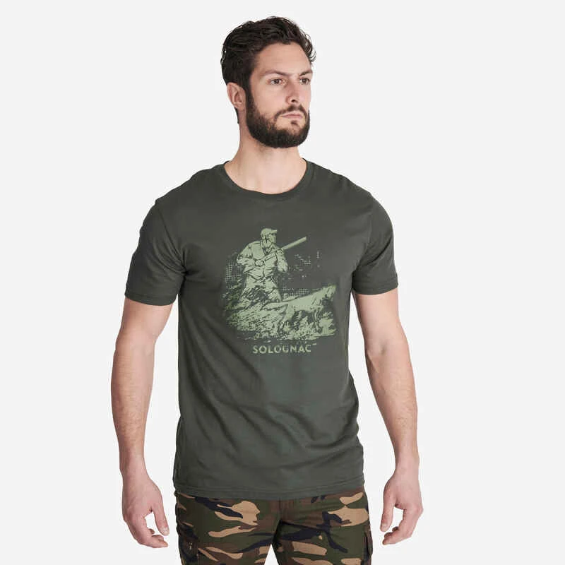 T-shirt Manches Courtes Chasse Coton Homme - 100 Chien Arrêt Vert 1 T-shirt Manches Courtes Chasse Coton Homme - 100 Chien Arrêt Vert