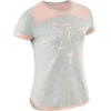 T-Shirt Manches Courtes Coton Respirant 500 Fille GYM ENFANT Gris Rose Imprimé