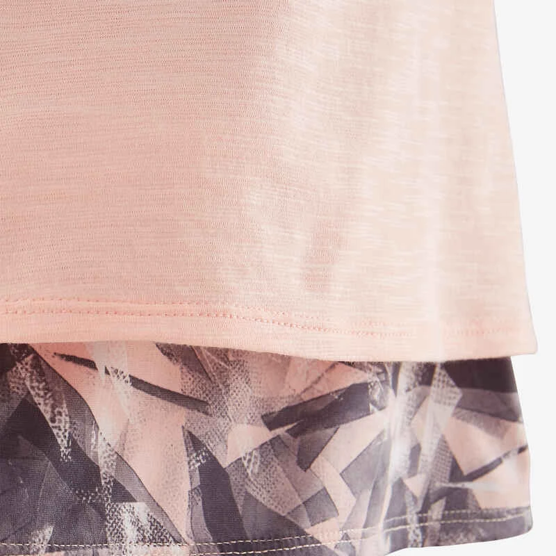 T-Shirt Manches Courtes Coton Respirant 500 Fille GYM ENFANT Rose Chiné AOP Gris 6 T-Shirt Manches Courtes Coton Respirant 500 Fille GYM ENFANT Rose Chiné AOP Gris – Image 6