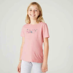 T-shirt Enfant Coton Basique Rose Imprimé