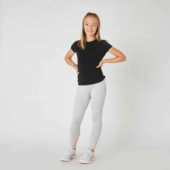 T-shirt Respirant Fille - NKF500 Noir -Magasin De Vêtements De Sport t shirt manches courtes respirant 500 fille gym enfant bleu imprime 4