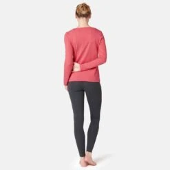 T-shirt Fitness Manches Longues Slim Coton Col Rond Femme Rose 13 T-shirt Fitness Manches Longues Slim Coton Col Rond Femme Rose -Magasin De Vêtements De Sport t shirt manches longues 100 femme noir 3