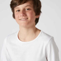 T-Shirt Manches Longues Basique Blanc ENFANT -Magasin De Vêtements De Sport t shirt manches longues 100 garcon gym enfant blanc 2
