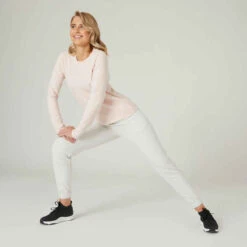 T-shirt Manches Longues Fitness Femme - 500 Rose -Magasin De Vêtements De Sport t shirt manches longues fitness femme coton droit 500 rose 4