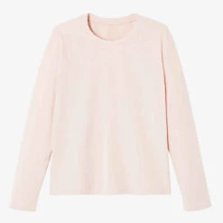 T-shirt Manches Longues Fitness Femme - 500 Rose -Magasin De Vêtements De Sport t shirt manches longues fitness femme coton droit 500 rose 5