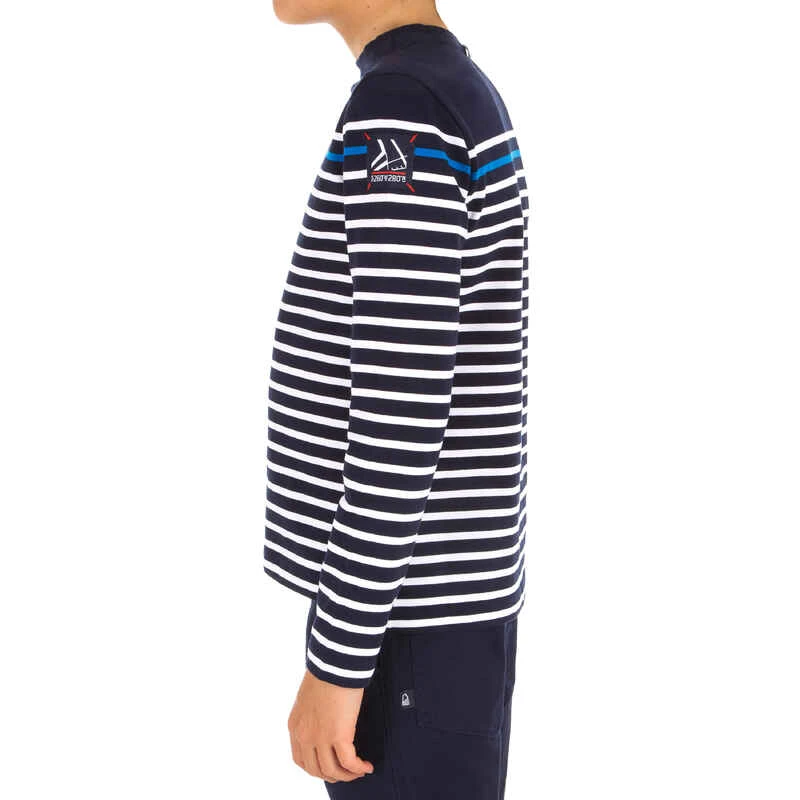 Tribord T-Shirt Manches Longues - Marinière Voile Sailing 100 Garçon Rayé Bleu 2 Tribord T-Shirt Manches Longues - Marinière Voile Sailing 100 Garçon Rayé Bleu – Image 2