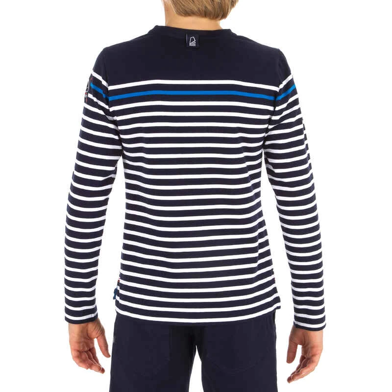 Tribord T-Shirt Manches Longues - Marinière Voile Sailing 100 Garçon Rayé Bleu 3 Tribord T-Shirt Manches Longues - Marinière Voile Sailing 100 Garçon Rayé Bleu – Image 3