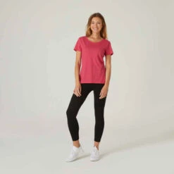 T-shirt Regular Fitness Femme - 500 Essentials Rose Chiné 19 T-shirt Regular Fitness Femme - 500 Essentials Rose Chiné -Magasin De Vêtements De Sport t shirt regular 500 femme gris 2