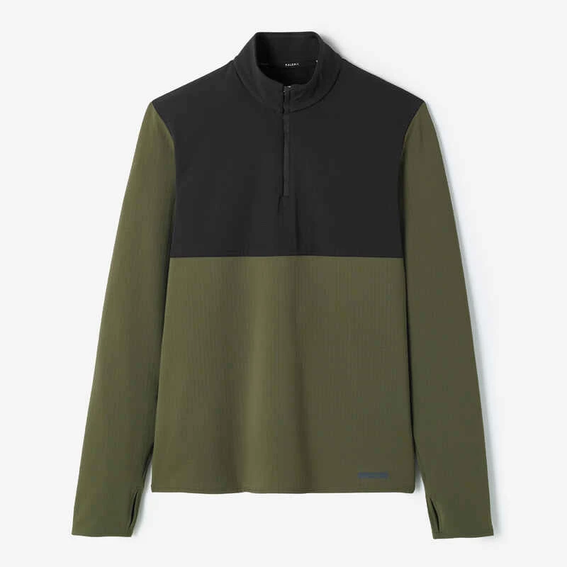 Kalenji T-shirt Running Manches Longues Chaud Homme - Warm 500 Khaki 6 Kalenji T-shirt Running Manches Longues Chaud Homme - Warm 500 Khaki – Image 6