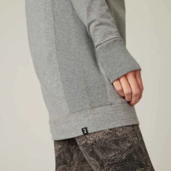 T-shirt Fitness Manches Longues Slim Coton Extensible Col Rond Femme Gris -Magasin De Vêtements De Sport t shirt tunique coton extensible fitness 6