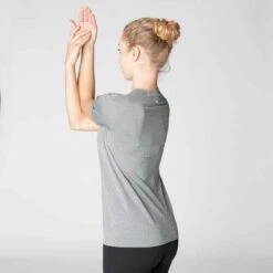 T-SHIRT YOGA DYNAMIQUE FEMME SANS COUTURES GRIS CHINE -Magasin De Vêtements De Sport t shirt yoga dynamique femme sans coutures gris chine 4