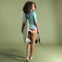 Tee Shirt Anti Uv Surf Top 100 Manches Courtes Femme Kaki Clair -Magasin De Vêtements De Sport tee shirt anti uv surf top 100 manches courtes femme rose 7