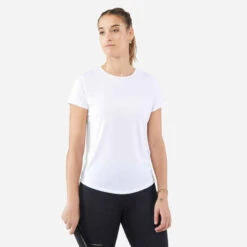 Artengo T-Shirt Tennis Col Rond Dry Femme - Essentiel 100 Blanc