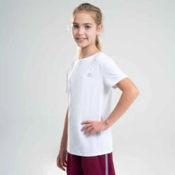 Decathlon Tee-shirt D'athlétisme Manches Courtes Respirant Enfant AT 100 Blanc -Magasin De Vêtements De Sport tee shirt enfant d athletisme at 100 orange fluo 6