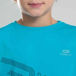 Decathlon Tee Shirt Enfant D'athlétisme AT 300 Turquoise -Magasin De Vêtements De Sport tee shirt enfant d athletisme at 300 violet 4