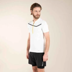 TEE SHIRT DE TRAIL RUNNING MANCHES COURTES ZIP HOMME BLANC -Magasin De Vêtements De Sport tee shirt manches courtes trail running noir homme 2