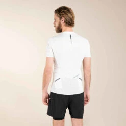 TEE SHIRT DE TRAIL RUNNING MANCHES COURTES ZIP HOMME BLANC -Magasin De Vêtements De Sport tee shirt manches courtes trail running noir homme 4