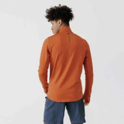 Kalenji TEE SHIRT MANCHES LONGUES RUNNING RUN WARM ORANGE -Magasin De Vêtements De Sport tee shirt manches longues running run warm bleu fonce homme 2